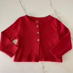 The Honest Company red baby long sleeve cardigan size 12 months